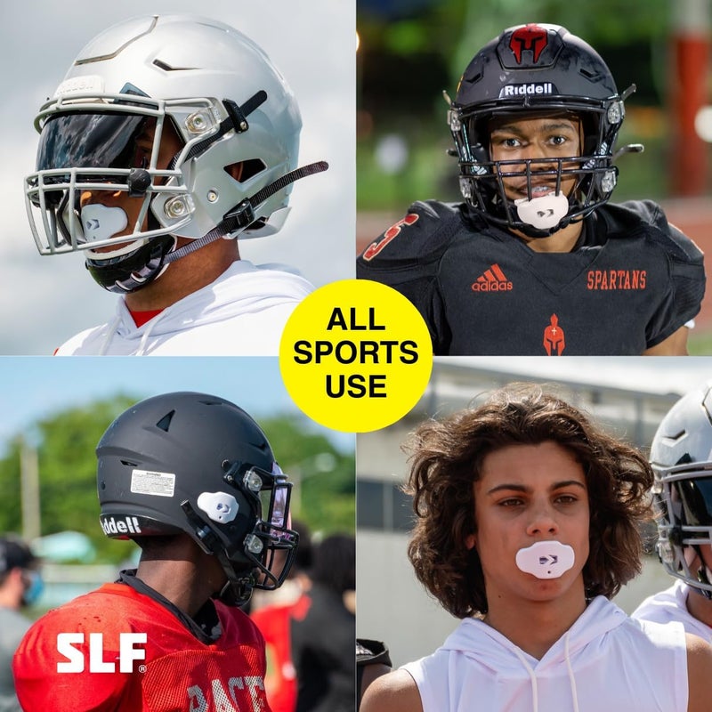 SLEEFS Football Mouth Guard - Youth Mouthguard with Strap - Lip/Teeth Protector Mouthpiece - No Boil - for Youth/Adults, Maximum Air Flow, for All Sports - Cross (Cross White) - Image 3